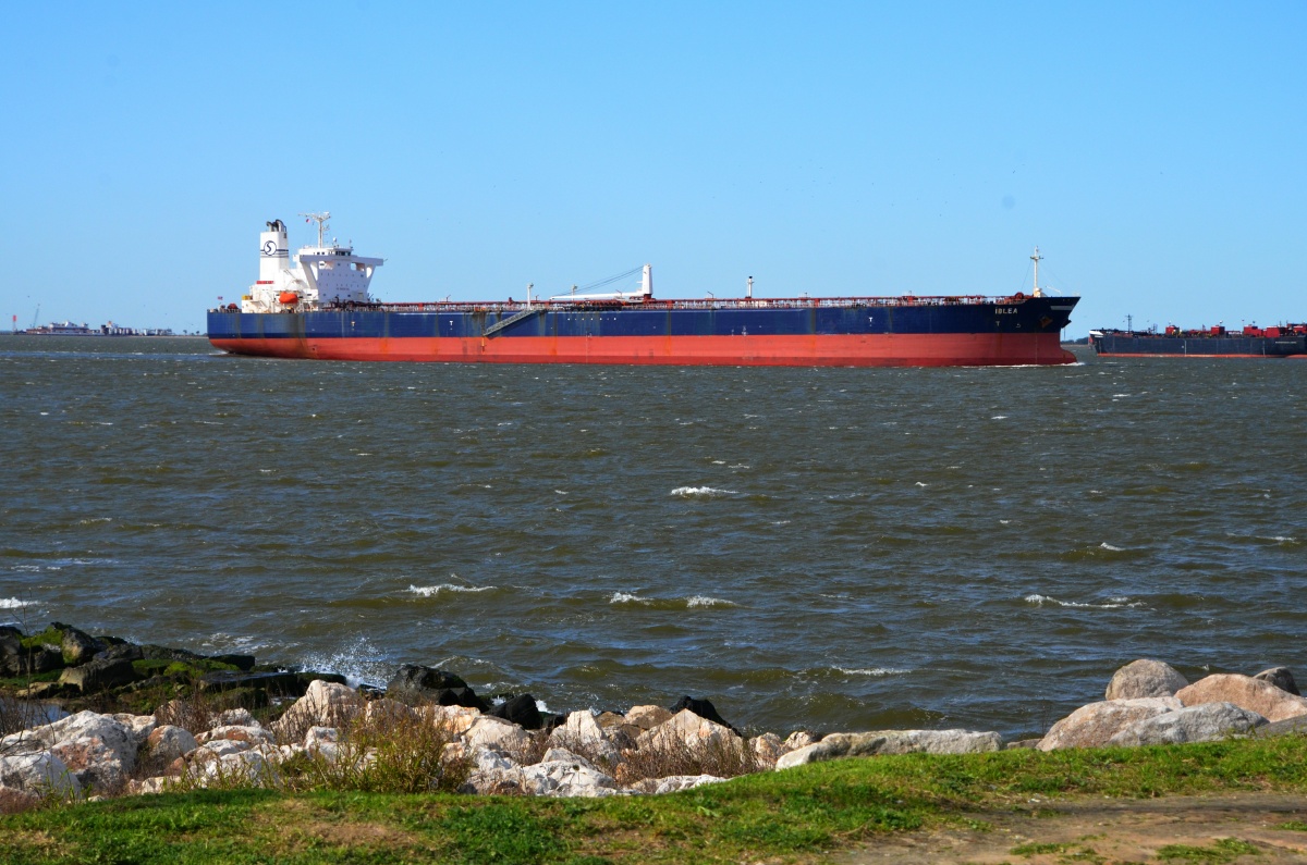 C Ship exiting Galveston Harbour