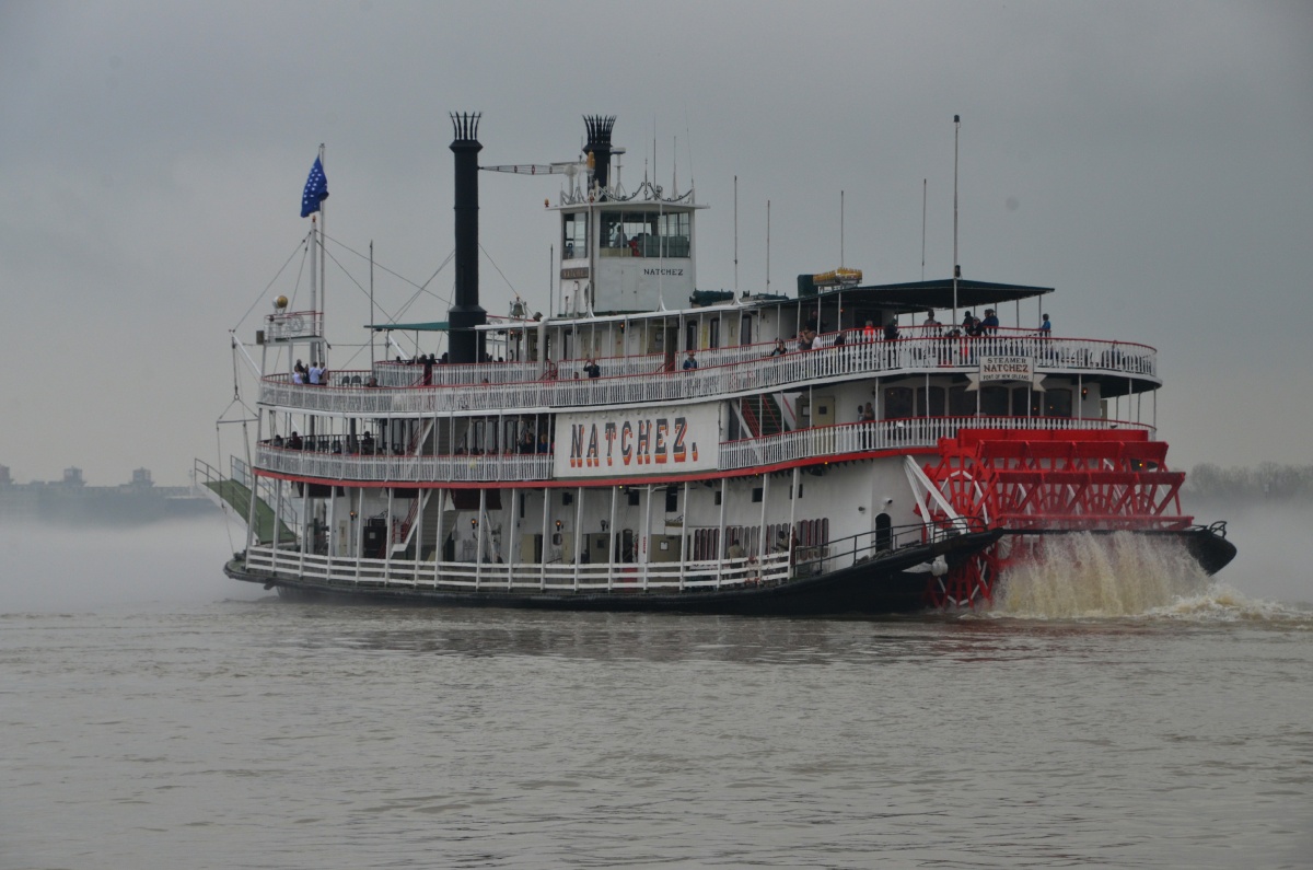 A Paddle boat going down the Mississippi